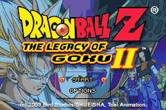 Dragon Ball Z: The Legacy of Goku title screen for GameBoy Advance